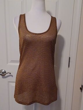 << bebe Metallic Bronze Racerback Tank Top Size Medium